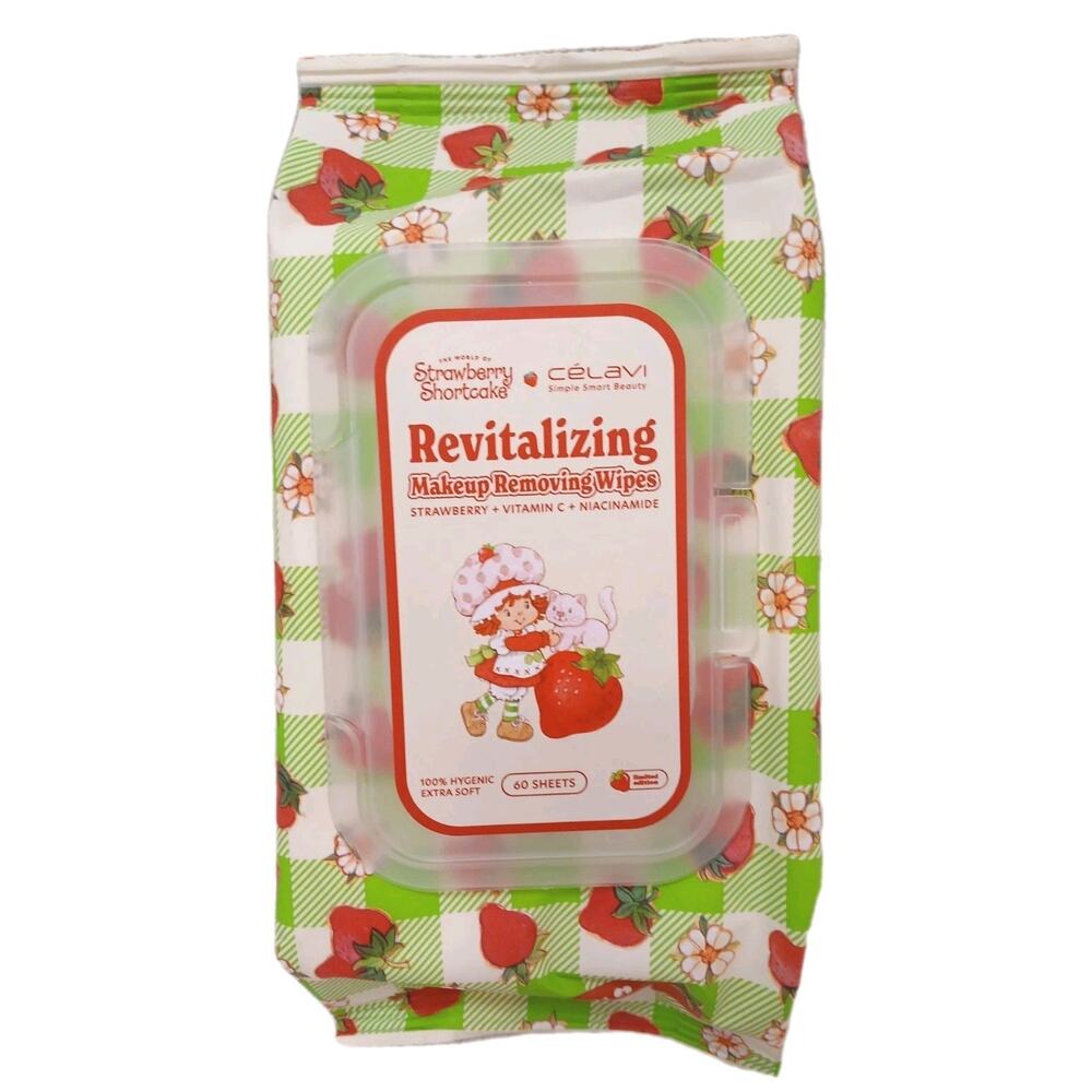 Rare 60 Pc Celavi Strawberry Shorthcake Makeup Remover Vit C Niacinamide Hygenic